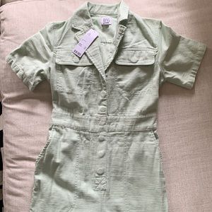 NWT Urban Outfitters UO Cotton Twill Jumpsuit in Mint Green - Size Small